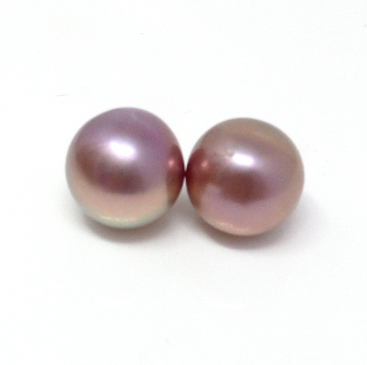Dark Pink 13mm Round Pearls Pair